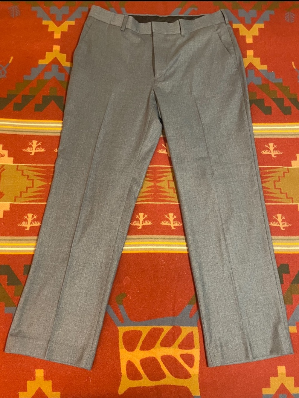 Apt 9 Dress Pants Trousers Mens 34x30 Dark Grey Flat Front Straight Modern Fit